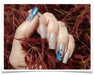 curved nails www.NailCareHQ.com blue marble nail art manicure